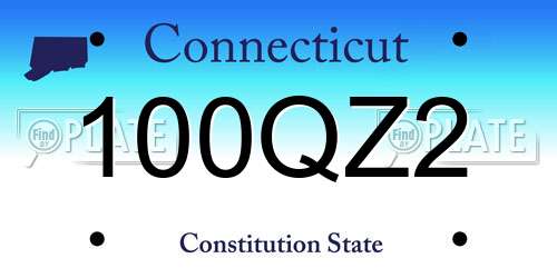 100QZ2 Connecticut License Plate