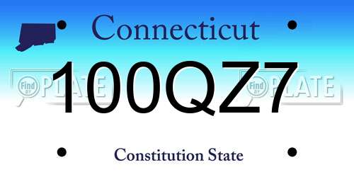 100QZ7 Connecticut License Plate