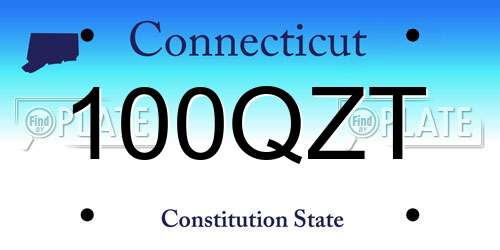 100QZT Connecticut License Plate