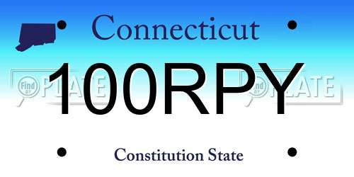 100RPY Connecticut License Plate