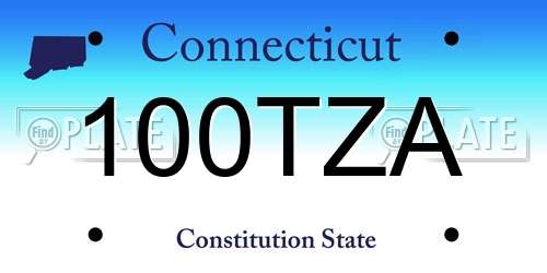 100TZA Connecticut License Plate