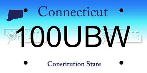 100UBW Connecticut License Plate