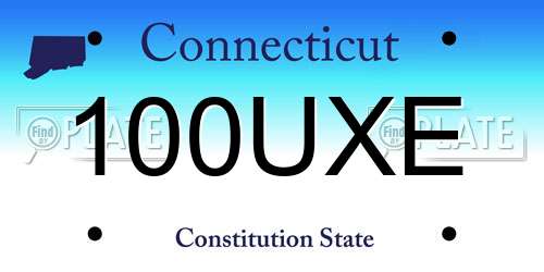100UXE Connecticut License Plate