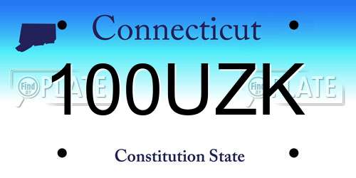100UZK Connecticut License Plate