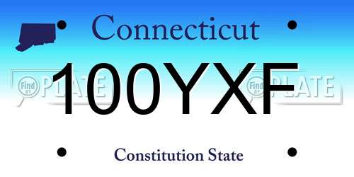 100YXF Connecticut License Plate