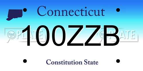 100ZZB Connecticut License Plate