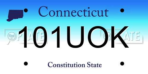 101UOK Connecticut License Plate