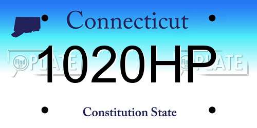 1020HP Connecticut License Plate