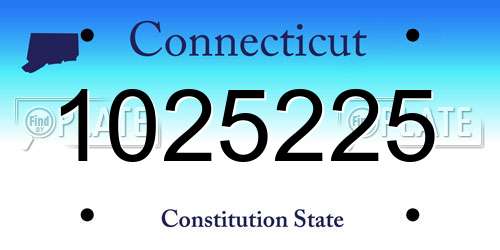1025225 Connecticut License Plate