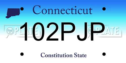 102PJP Connecticut License Plate