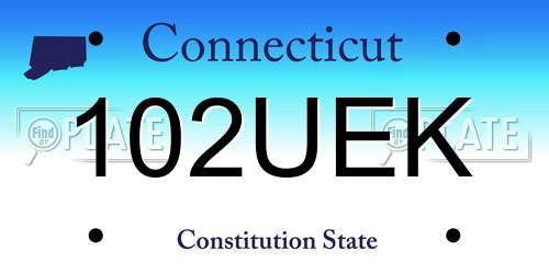 102UEK Connecticut License Plate