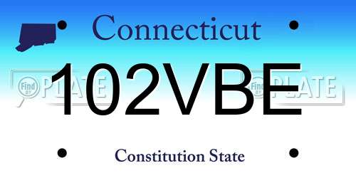 102VBE Connecticut License Plate