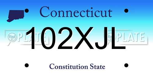 102XJL Connecticut License Plate