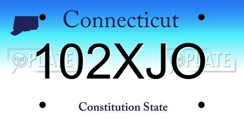 102XJO Connecticut License Plate