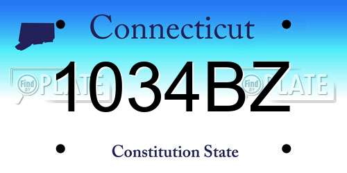 1034BZ Connecticut License Plate