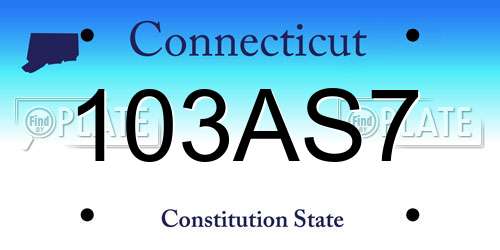 103AS7 Connecticut License Plate