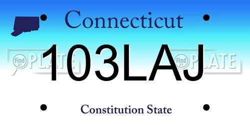 103LAJ Connecticut License Plate
