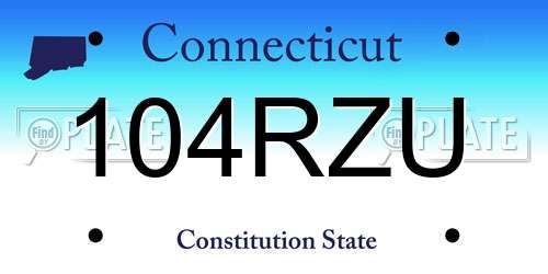 104RZU Connecticut License Plate