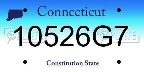 10526G7 Connecticut License Plate