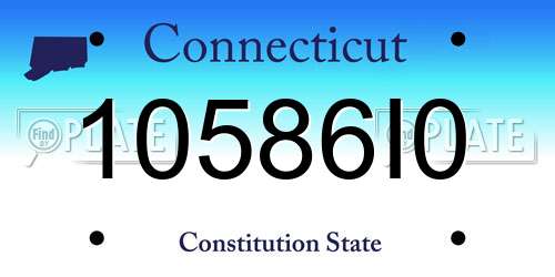 10586I0 Connecticut License Plate