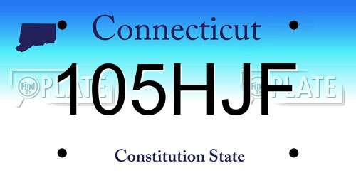 105HJF Connecticut License Plate