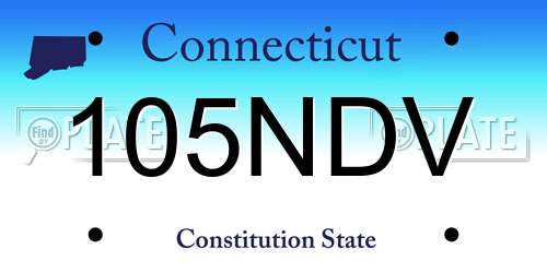 105NDV Connecticut License Plate