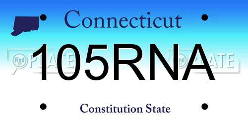 105RNA Connecticut License Plate