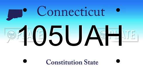 105UAH Connecticut License Plate