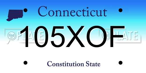 105XOF Connecticut License Plate