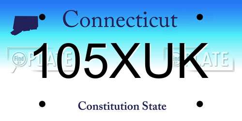 105XUK Connecticut License Plate