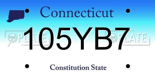 105YB7 Connecticut License Plate