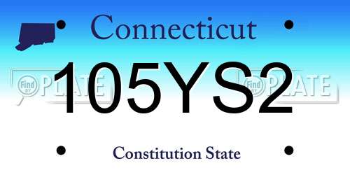 105YS2 Connecticut License Plate