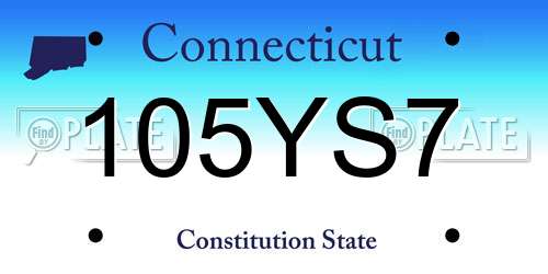 105YS7 Connecticut License Plate