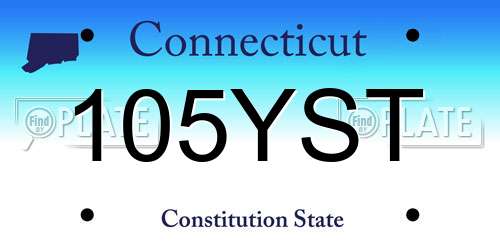 105YST Connecticut License Plate