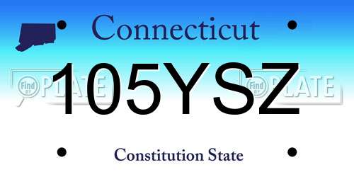 105YSZ Connecticut License Plate