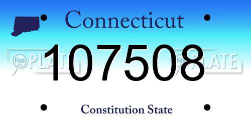 107508 Connecticut License Plate