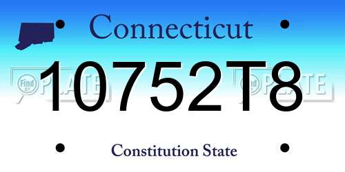 10752T8 Connecticut License Plate