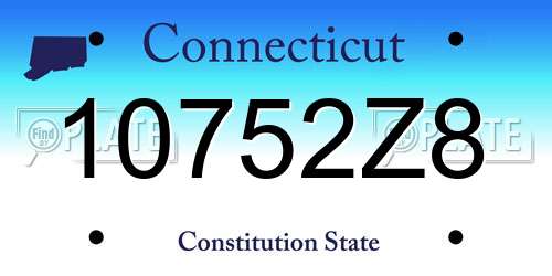 10752Z8 Connecticut License Plate
