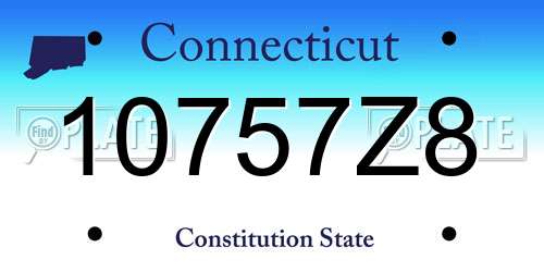 10757Z8 Connecticut License Plate