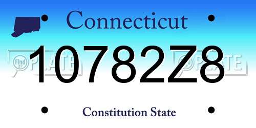 10782Z8 Connecticut License Plate