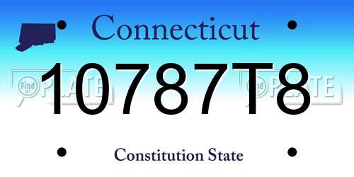 10787T8 Connecticut License Plate