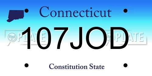 107JOD Connecticut License Plate