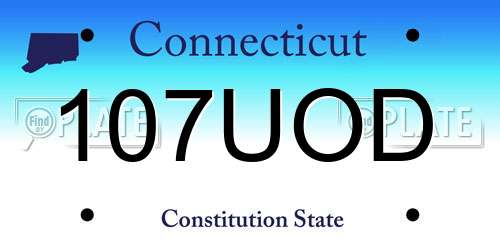 107UOD Connecticut License Plate