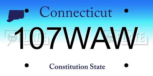 107WAW Connecticut License Plate