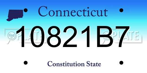 10821B7 Connecticut License Plate