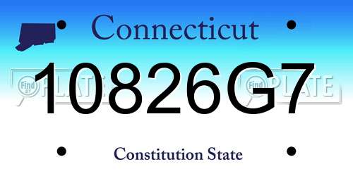 10826G7 Connecticut License Plate