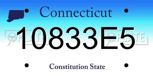 10833E5 Connecticut License Plate