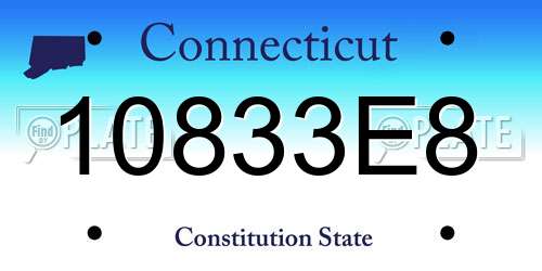 10833E8 Connecticut License Plate
