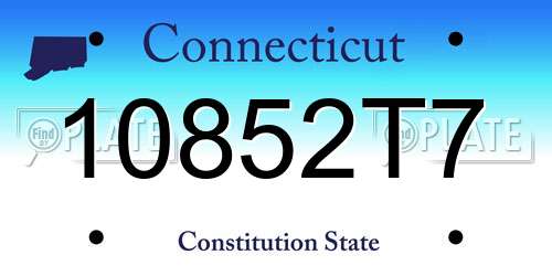 10852T7 Connecticut License Plate