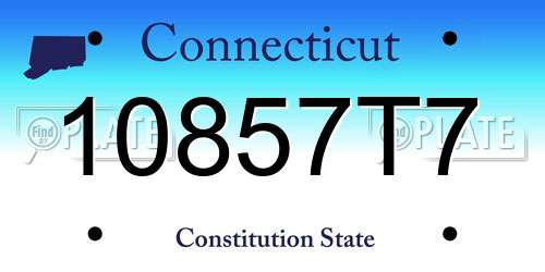 10857T7 Connecticut License Plate